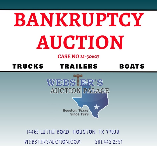 BANKRUPTCY - TRUCKS, TRAILERS & BOATS