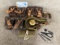 LOT OF AMMO POUCHES, BELT, GUN OIL, CANTEEN AND SPEED LOADER