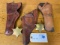 LOT OF LEATHER GUN HOLSTERS AND U.S. MARSHAL BADGES