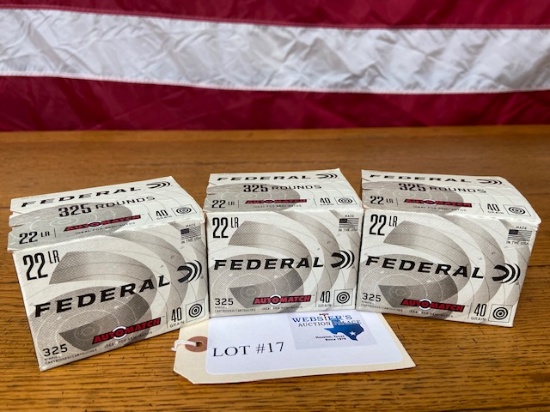 (3) BOXES FEDERAL 22LR AUTO MATCH - 975 TOTAL ROUNDS