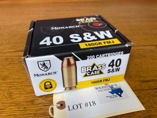 BOX MONARCH 40 S&W 180GR FMJ - 200 ROUNDS