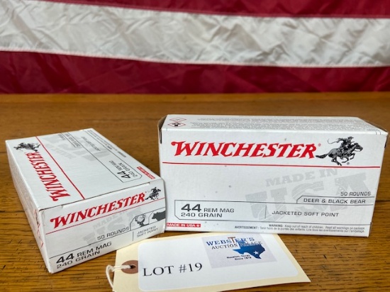 (2) BOXES WINCHESTER 44REM MAG 240GR - 100 TOTAL ROUNDS