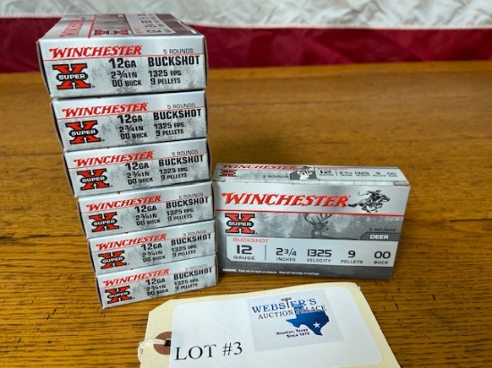 (7) BOXES WINCHESTER 12GA BUCKSHOT 2 3/4" - 35 ROUNDS