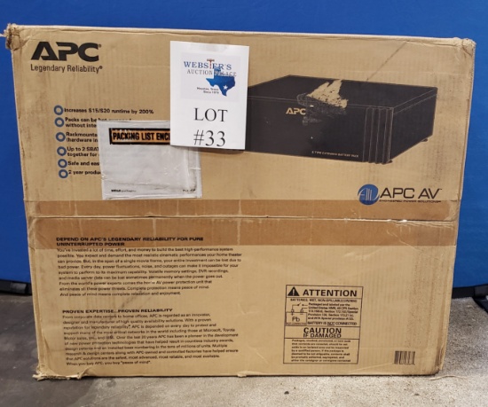 APC AV S TYPE EXTENDED BATTERY BACKUP WITH TWO SBATTS CONNECTED