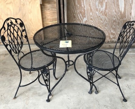 OUTDOOR PATIO TABLE SET - 30" UMBRELLA TABLE WITH 2 CHAIRS
