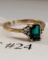 10KT GOLD EMERALD AND DIAMOND RING