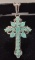 STERLING SILVER EMERALD CROSS NECKLACE