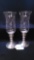 PAIR OF PEWTER AND ETCHED GLASS CANDLE HOLDERS