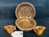 4PC CARVED VINTAGE NUT BOWLS AND TOOTHPICK HOLDERS