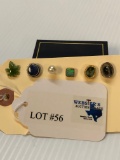 6 ASSORTED GEMSTONE TIE TACKS - OPAL, PEARL, JADE, LAPIS AND STAR SAPPHIRE