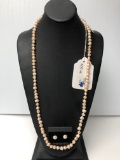 FRESHWATER PEARL NECKLACE AND EARRINGS SET