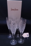 4PC CRYSTAL NEIMAN MARCUS CHAMPAGNE FLUTES