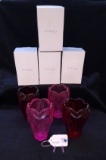 4PC MARQUISE BY WATERFORD CRYSTAL VASES WITH BOXES