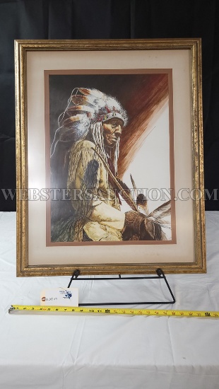 FRAMED INDIAN CHIEF PRINT