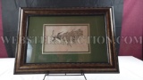 FRAMED SILK EMBROIDERED PEACOCK