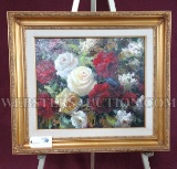 SIGNED FLORAL ON CANVAS BY JOSHUA