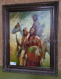 SIGNED OIL ON CANVAS - INDIANS