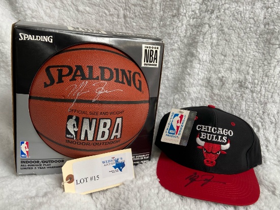 MICHAEL JORDAN SIGNED BASKETBALL & HAT