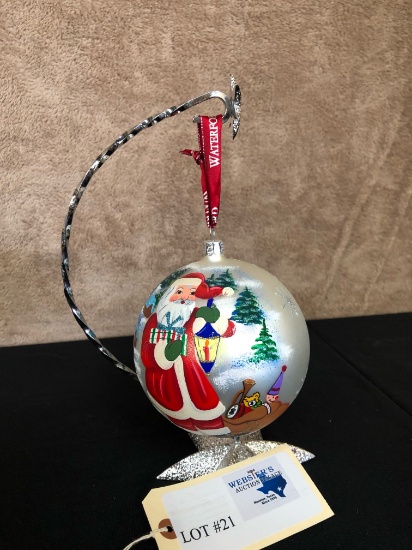 WATERFORD CRYSTAL PAINTED ORNAMENT WITH STAND