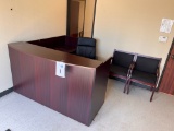 RECEPTION L-DESK, EXECUTIVE CHAIR AND 2 SIDE CHAIRS