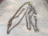 LOT OF LIFTING CHAINS AND HOOKS