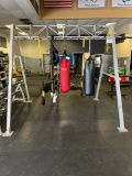 TRX STATION WITH 2 HEAVY BAGS, STRAPS , STAND, ROPES, ETC
