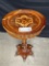 ANTIQUE ROSEWOOD ROUND TABLE WITH BRASS ACCENTS