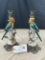 PAIR OF PAINTED BIRD CANDLE HOLDERS