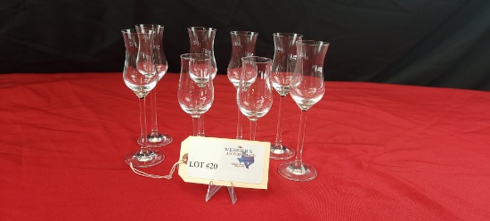 SET OF (8) CRYSTAL CORDIAL GLASSES