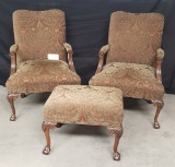 SET OF 2 ARM CHAIR WITH MATCHING FOOTSTOOL