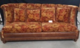 LEATHER AND UPHOLSTERED SOFA WITH BRASS TACKS