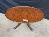 ANTQIUE ROUND COFFEE TABLE WITH BRASS TRIM GALLERY