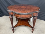ANTIQUE THEODORE ALEXANDER INLAID DOUBLE DRAWER TABLE