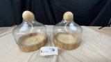 (2) Z GALLERIE GLASS TERRARIUMS WITH WOOD BASE AND SPHERES