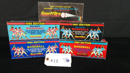 5 - BOXES MAGIC MOTION BASEBALL TRIVIA CARDS 1986-1990