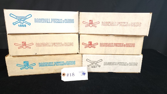 6 - BOXES OF DONRUSS BASEBALL PUZZLE AND CARD SETS