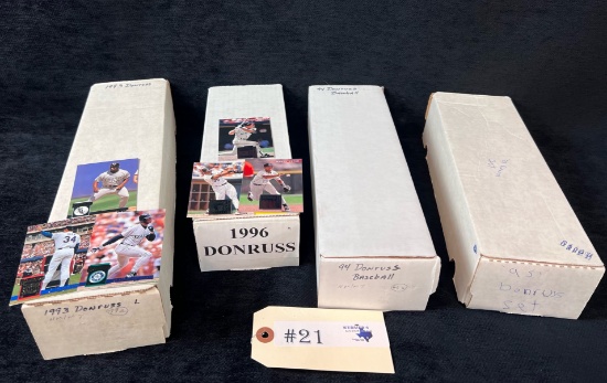 4- BOXES DONRUSS BASEBALL CARD SETS 1993-1996