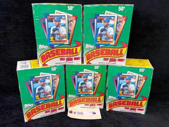 5 - BOXES 1990 TOPPS BUBBLE GUM CARDS