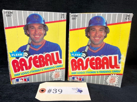 2 - BOXES 1989 FLEER BASEBALL LOGO STICKERS AND TRADING CARDS