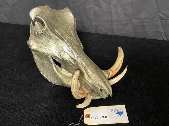 PAINTED WARTHOG REPLICA SKULL