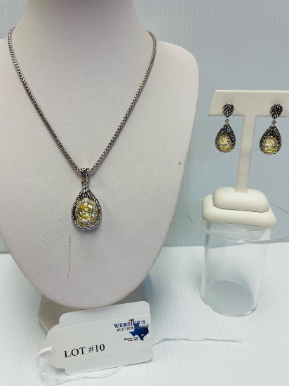 2PC SET NECKLACE WITH PENDANT AND EARRING SET