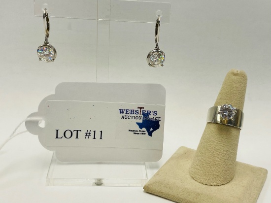2PC STERLING SILVER RING AND EARRINGS SET