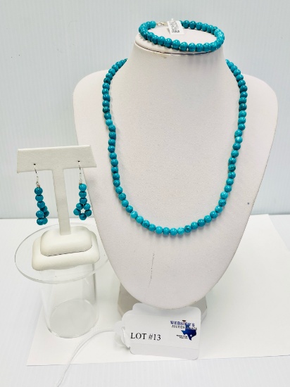 3PC TURQUOISE AND STERLING SILVER SET