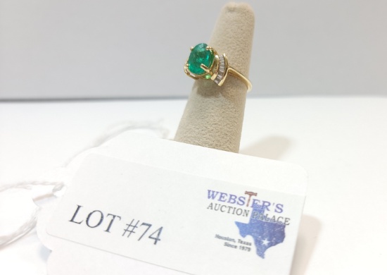 YELLOW GOLD EMERALD & DIAMOND RING