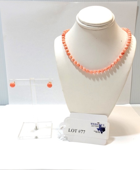 CORAL NECKLACE & EARRINGS SET