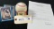 SIGNED ELSTON HOWARD BASEBALL WITH AUTHENTICITY LETTER AND 2 BASEBALL CARDS