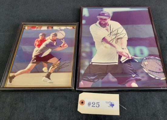 2 - SIGNED ANDRE AGASSI FRAMED PHOTOS