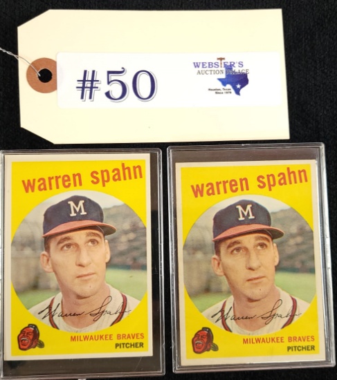 (2) 1959 TOPPS WARREN SPAHN BASEBALL CARDS
