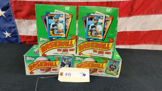 4 - BOXES OF TOPPS 1990 BASEBALL BUBBLE GUM TRADING CARDS