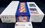 3 - BOXES OF FLEER BASEBALL CARD SETS - 1991, 1993 AND 1999